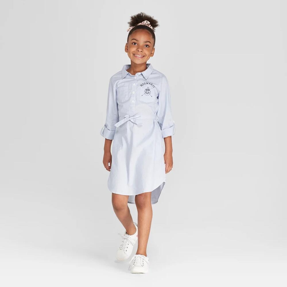 Harry Potter Hogwarts Cosplay Oxford Shirt Dress Striped Blue Costume Girls XL